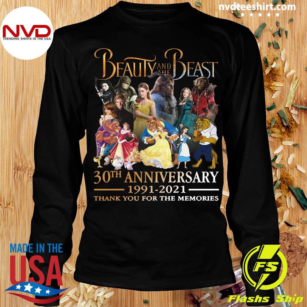 Official Beauty And The Beast 30th Anniversary 1991 2021 Thank You For The  Memories T-shirt