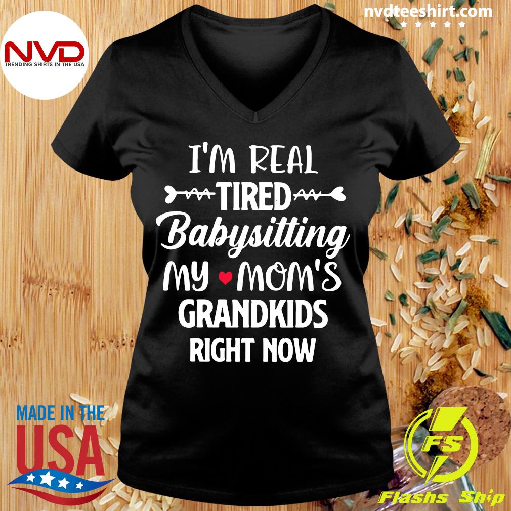 DUTISON Im Real Tired of Babysitting My Moms Grandkids T-Shirt Womens Funny Graphic Tee Short Sleeve Summer Tops
