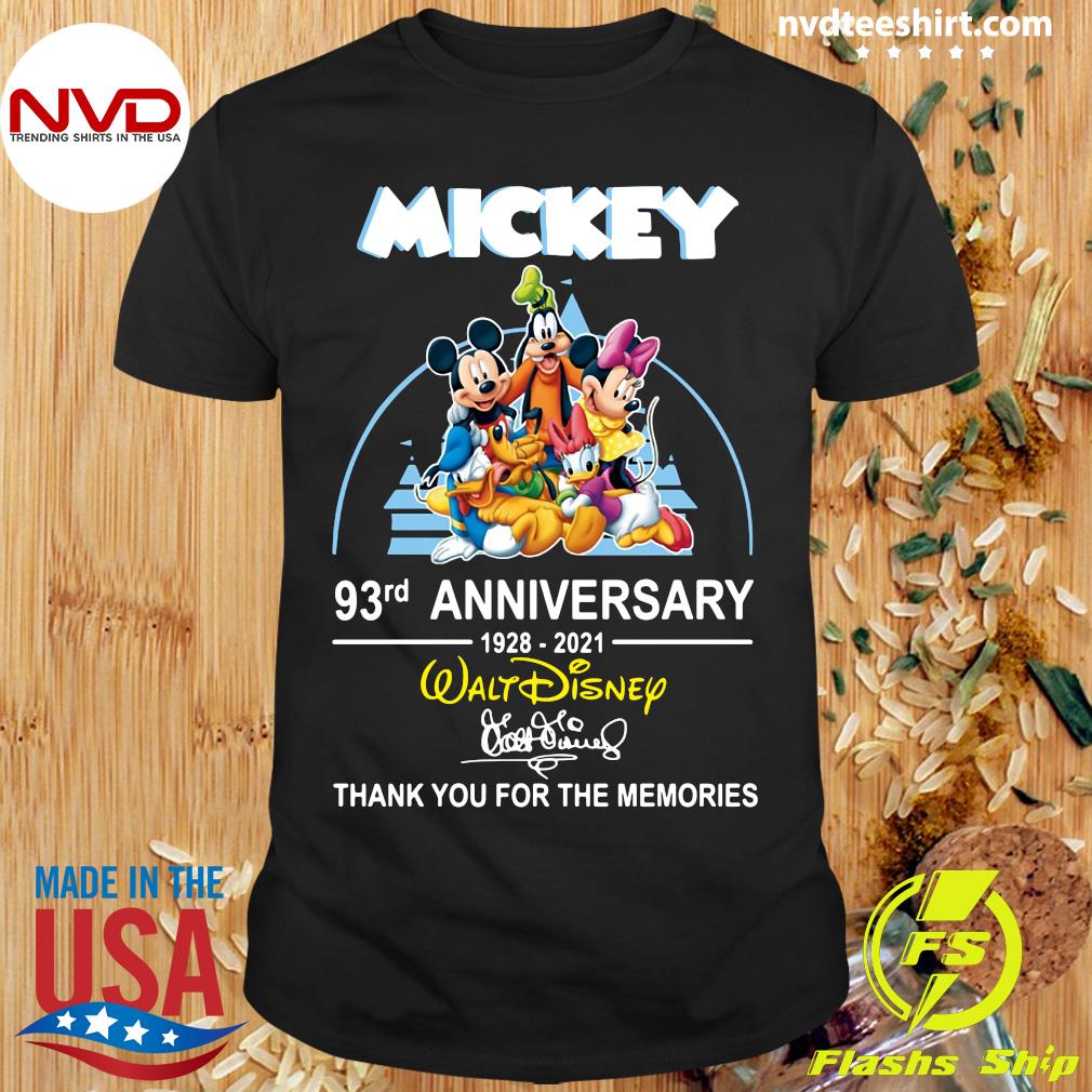 Funny Mickey 93rd Anniversary 1928 21 Walt Disney Signature Thank You For The Memories T Shirt Nvdteeshirt