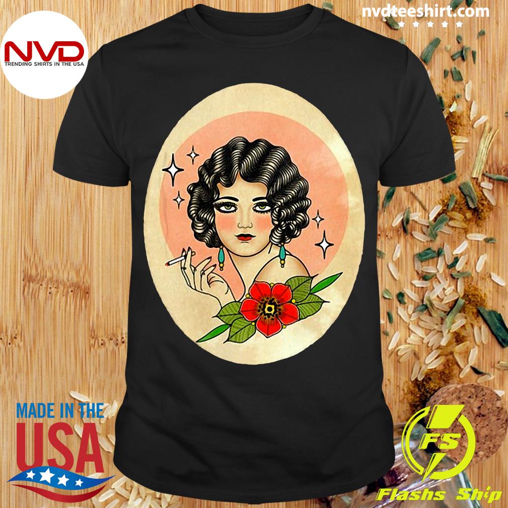 Official American Traditional Tattoo Lady Head Vintage T-shirt - NVDTeeshirt