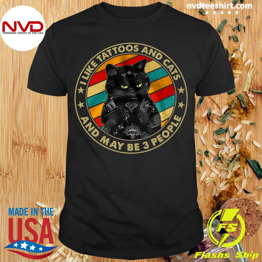 Funny Black Cat I Like Tattoos And Cats And Maybe 3 People Vintage