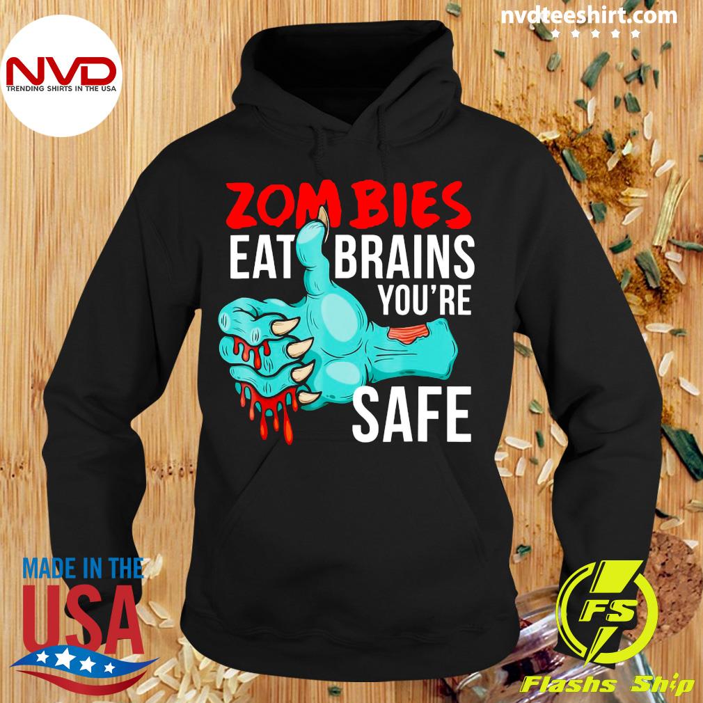 zerogravitee Zombies EAT Brains Adult Hooded Sweatshirt