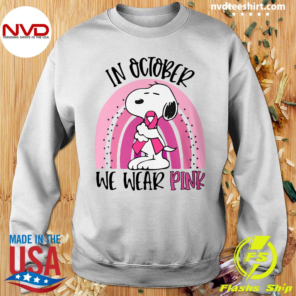 In October we wear pink Snoopy and friend Kansas City Chiefs shirt -  Guineashirt Premium ™ LLC