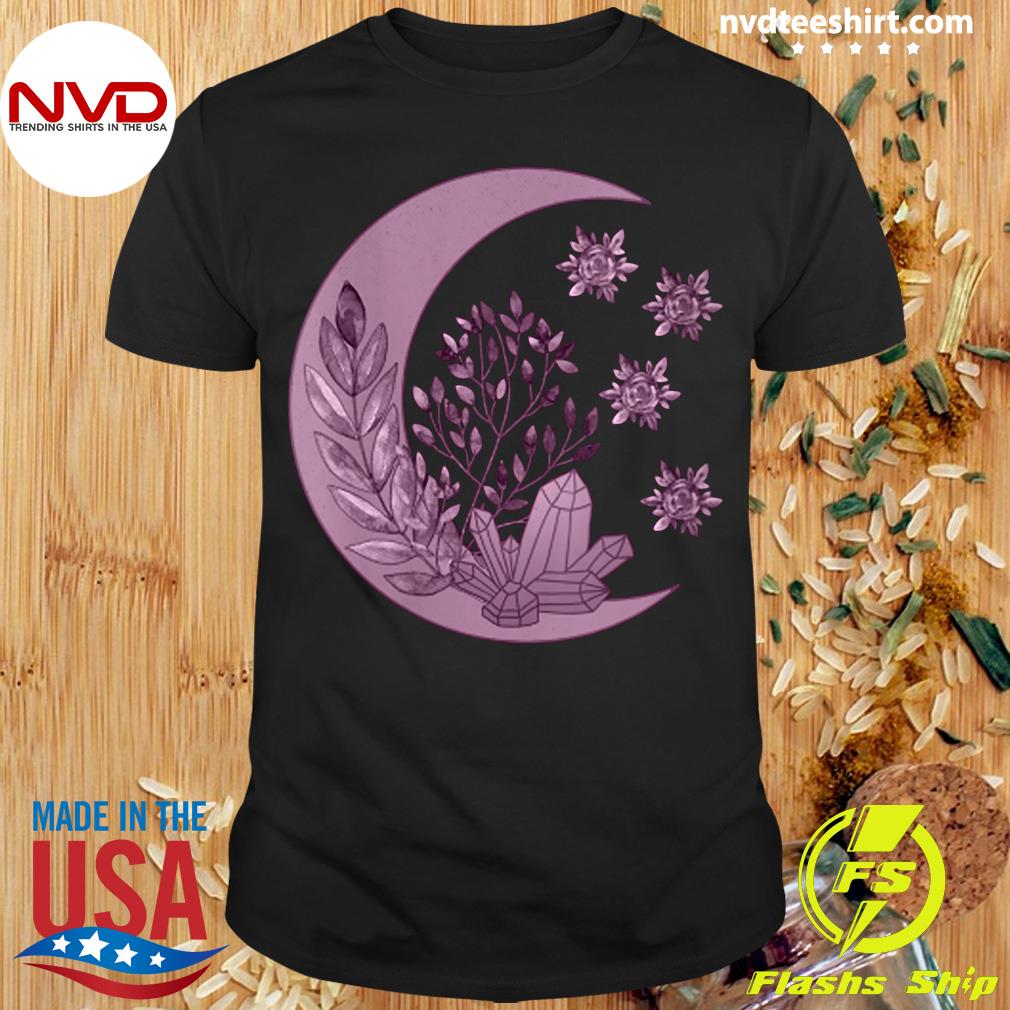 Moon Gift for Her Crystal Lover Spiritual Shirt Witch Shirt Crystals Cute T-Shirts Boho Shirt Flowers Flower Shirt Moon Shirt