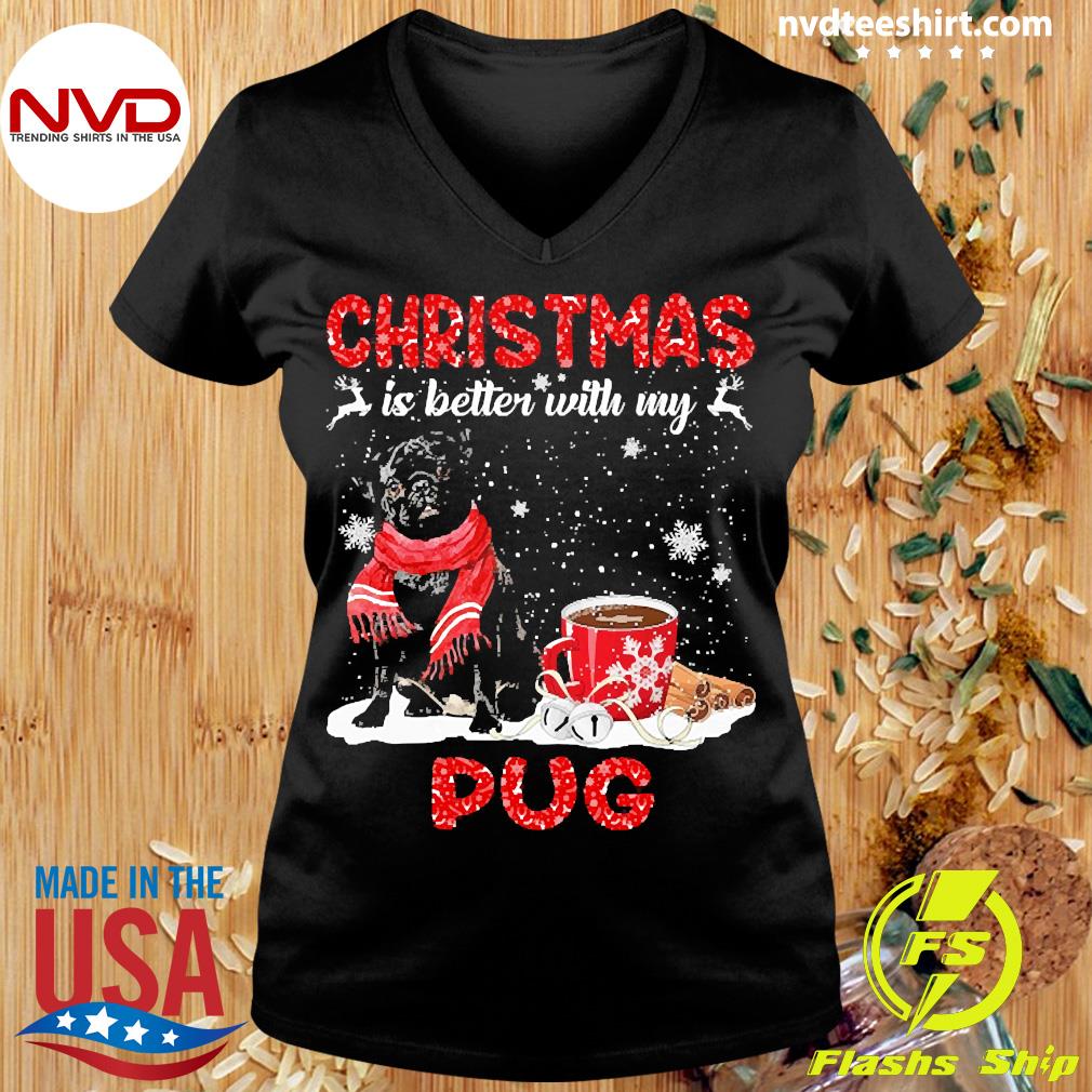 black pug christmas shirt