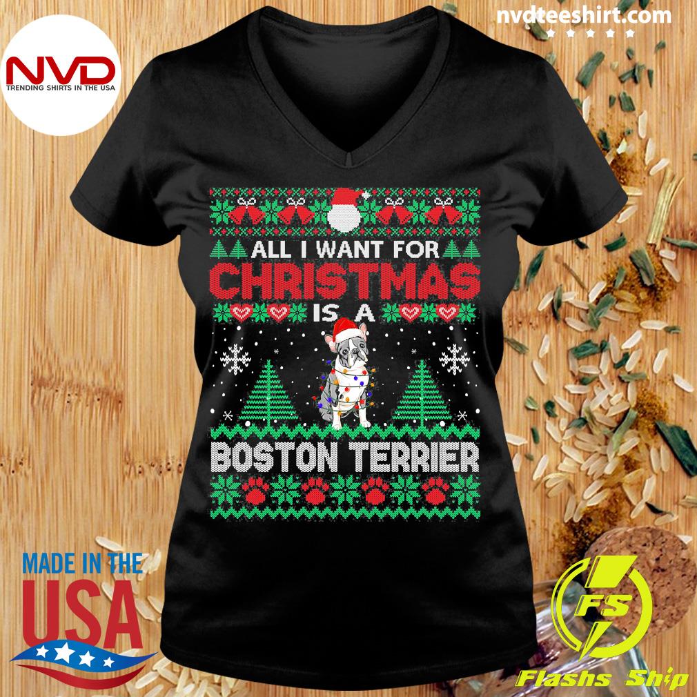 boston terrier christmas shirt