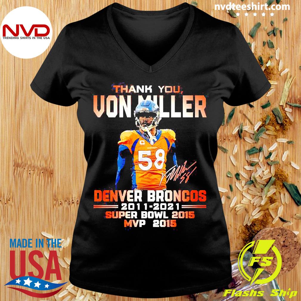 Women's Denver Broncos Von Miller Majestic Navy Player Name & Number  Tri-Blend Three-Quarter Sleeve T-Shirt