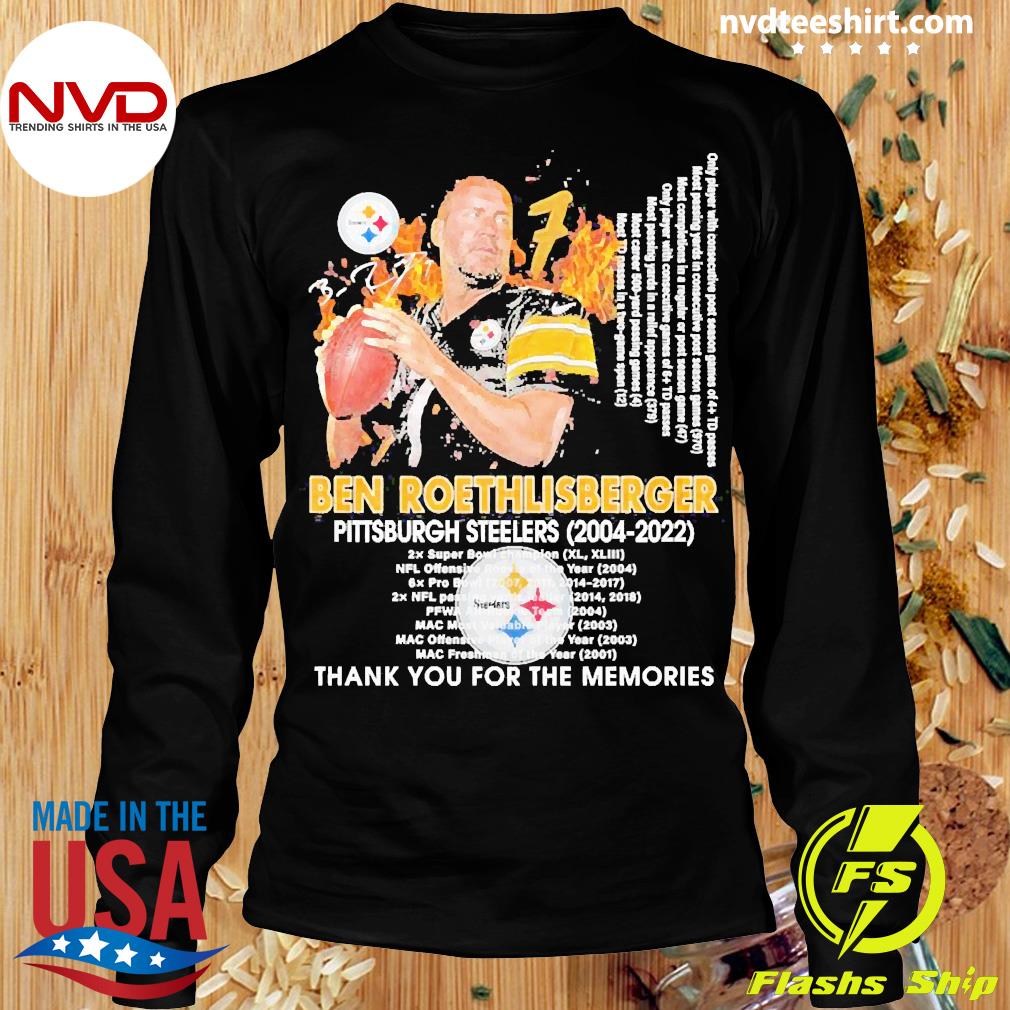 Ben Roethlisberger Pittsburgh Steelers 2004-2022 thank you for the memories  signature T-shirt, hoodie, sweater, long sleeve and tank top