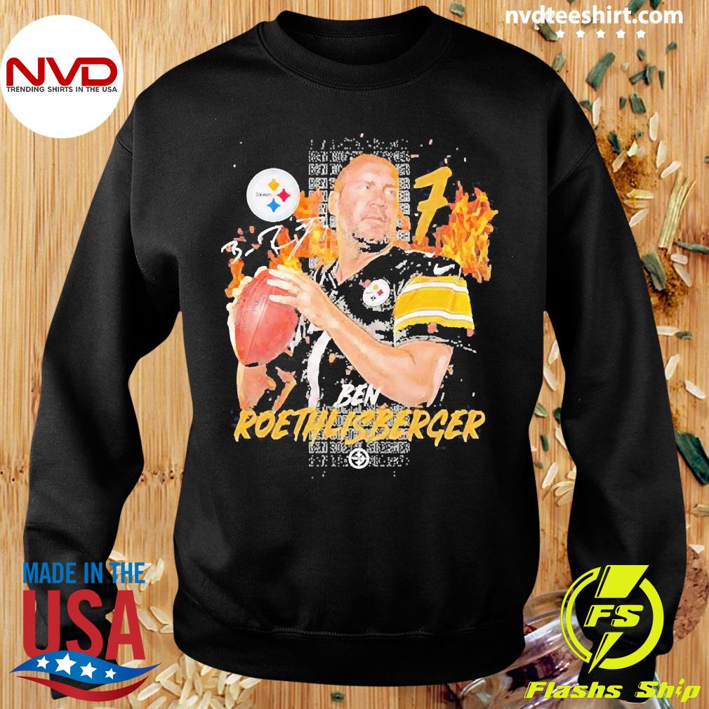 Pittsburgh Steelers Road Name & Number Long Sleeve T-Shirt - Ben  Roethlisberger - Mens