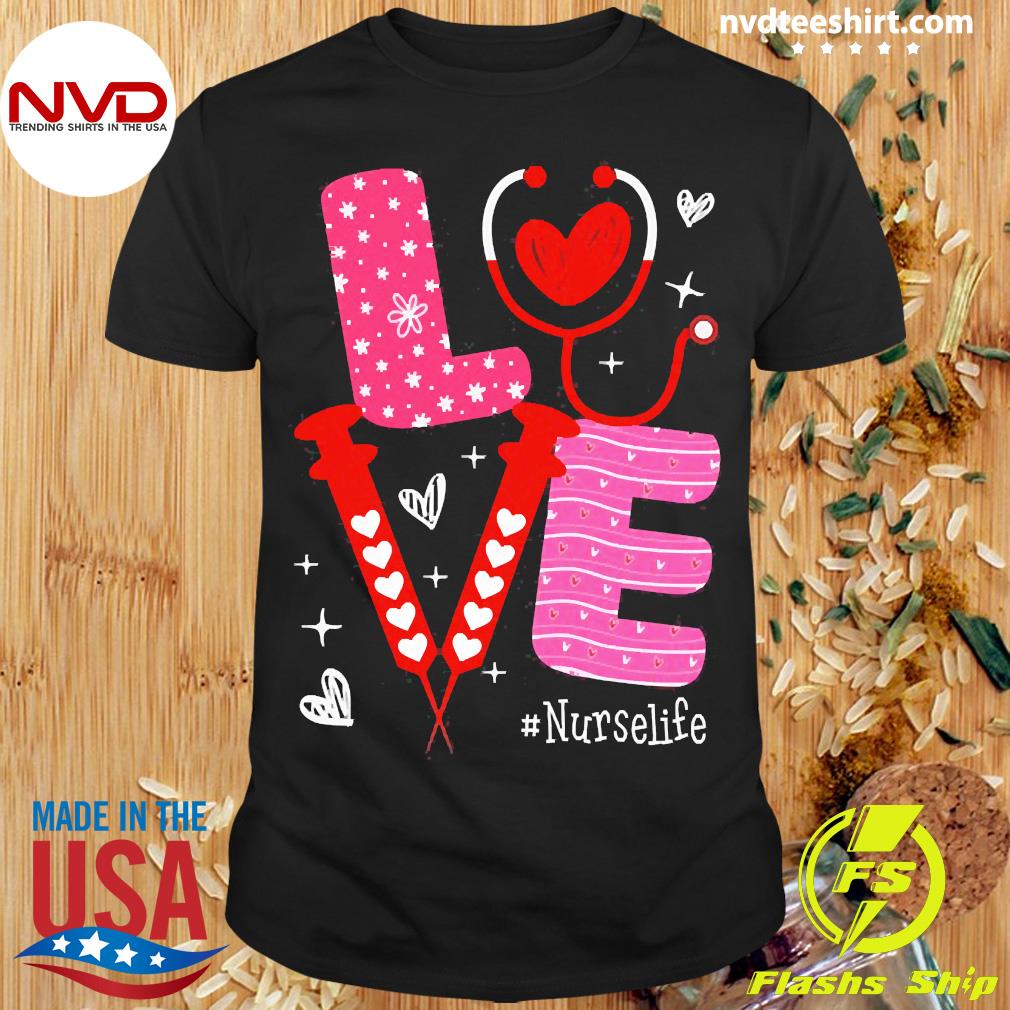  Girls Women LV Nurse Valentines Day Hearts Stethoscope