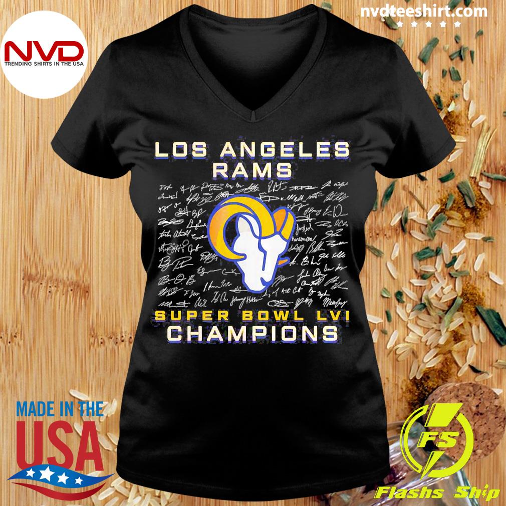 2022 Los Angeles Rams Super Bowl LVI Champions Signature T-Shirt