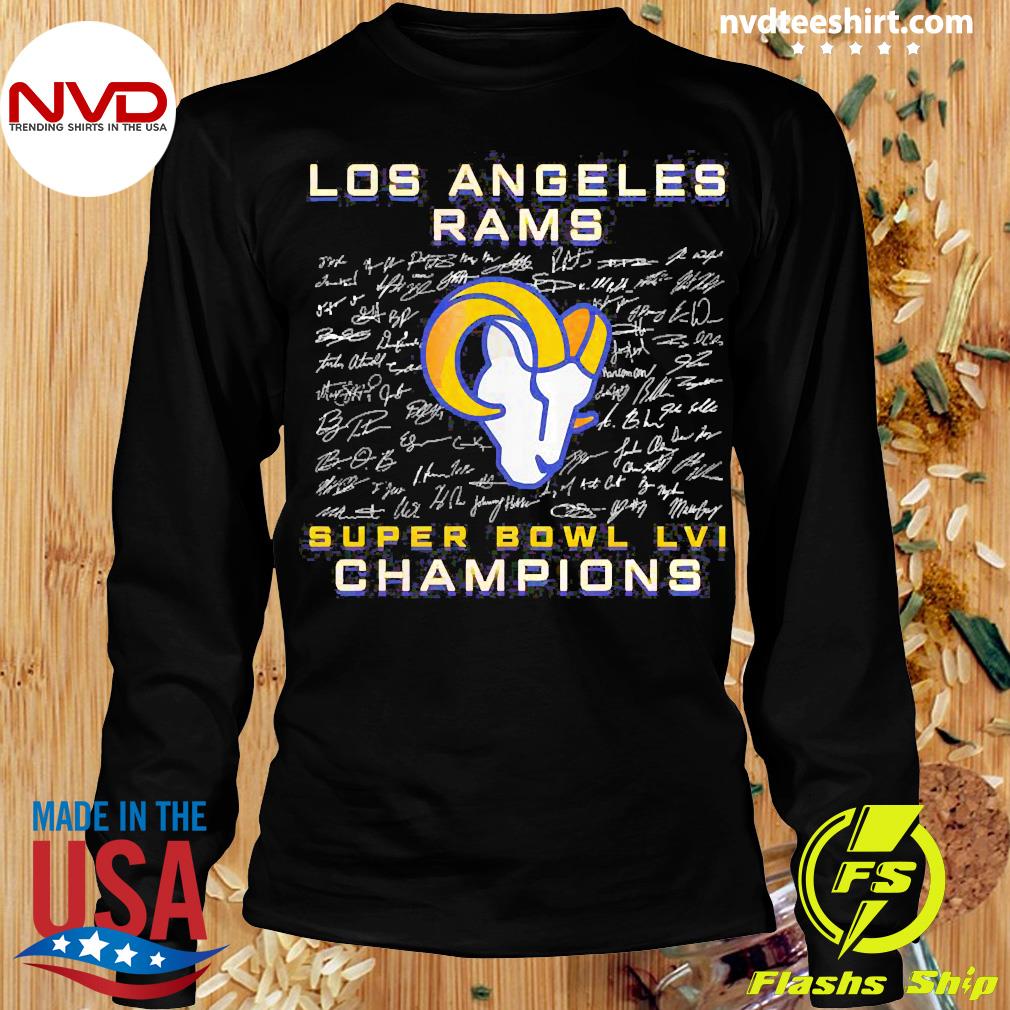 2022 Los Angeles Rams Super Bowl LVI Champions Signature T-Shirt