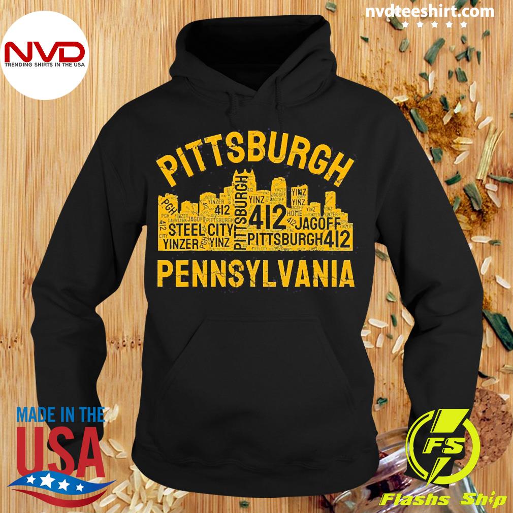 Pittsburgh Tshirt 412 City Skyline Yellow Pittsburgh T-Shirt