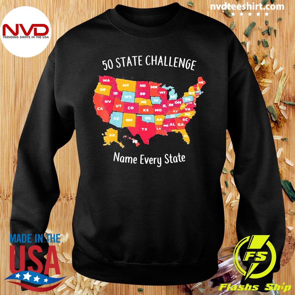 50 State Challenge Name Every US State Tee Shirt NVDTeeshirt