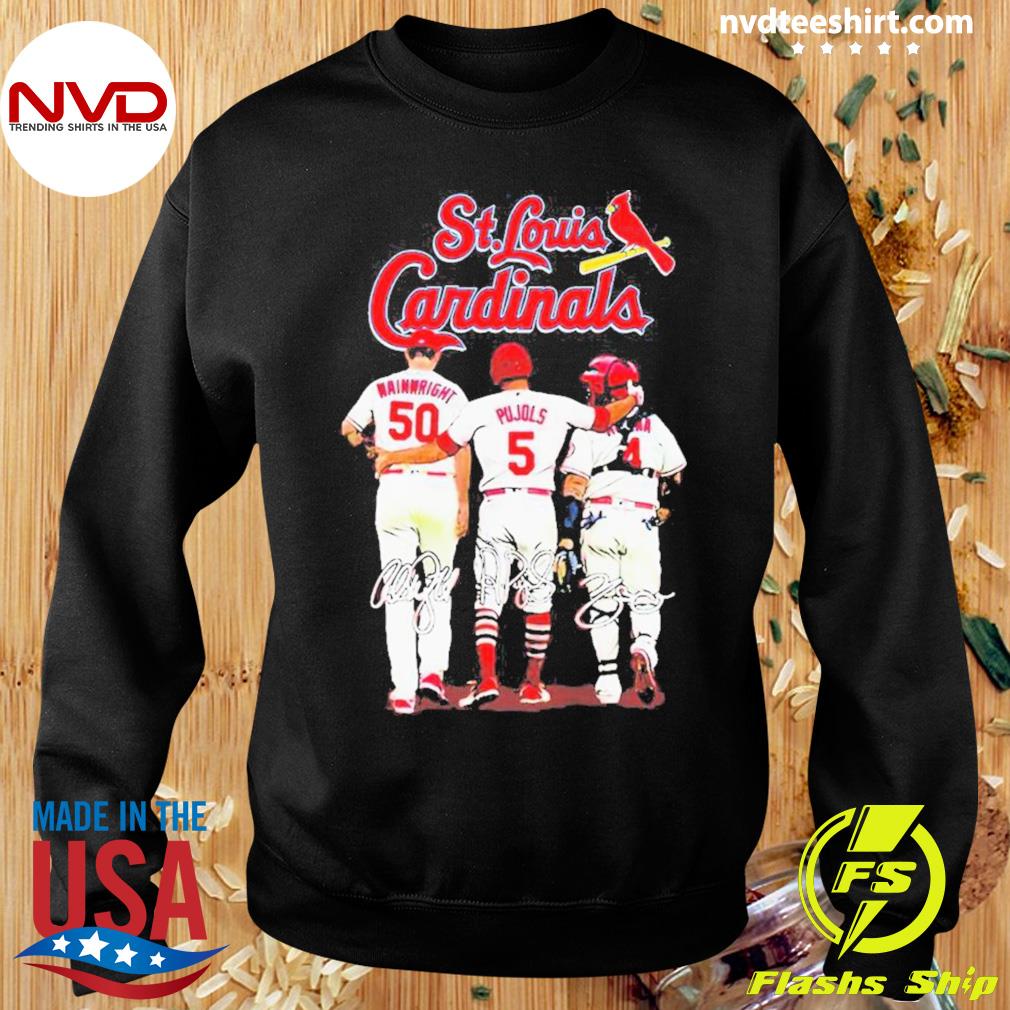 Hot The Last Dance Cardinals Yadier Molina Albert Pujols And Adam  Wainwright Signatures Shirt, hoodie, sweater, long sleeve and tank top