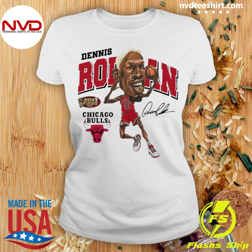 Mitchell & Ness Women's Dennis Rodman Chicago Bulls Slap Sticker Crop