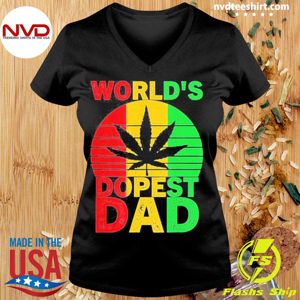 World's Dopest Dad Vintage Weed Leaf Cannabis Marijuana Shirt