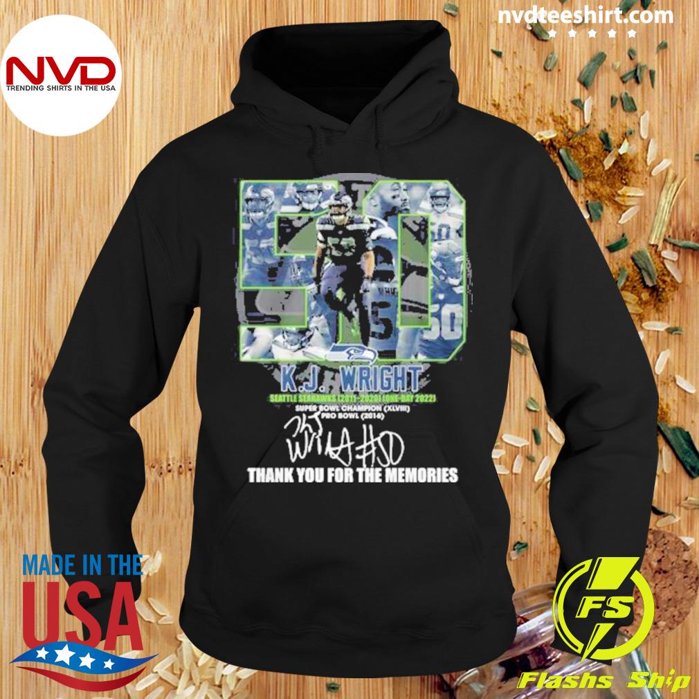 50 k.j.wright Seattle Seahawks 2022 super bowl champions thank you for the  memories shirt, hoodie, sweater, long sleeve and tank top