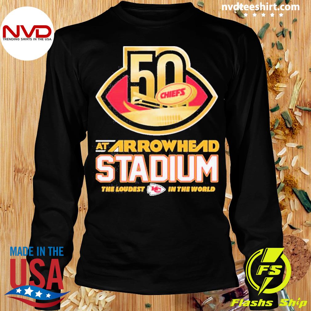 Kansas City Chiefs Arrowhead Stadium T-Shirt from Homage. | Officially Licensed Vintage NFL Apparel from Homage Pro Shop.