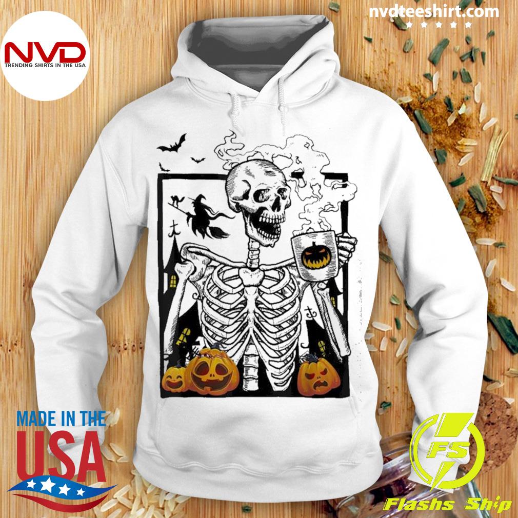 Skeleton Drinking Coffee Halloween 2022 Shirt NVDTeeshirt