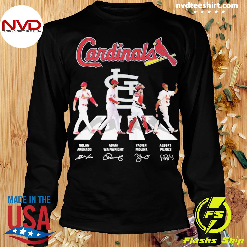 The Cardinals Adam Wainwright Tyler Oneill Nolan Arenado And Yadier Molina  Abbey Road Halloween Signatures Shirt - Limotees