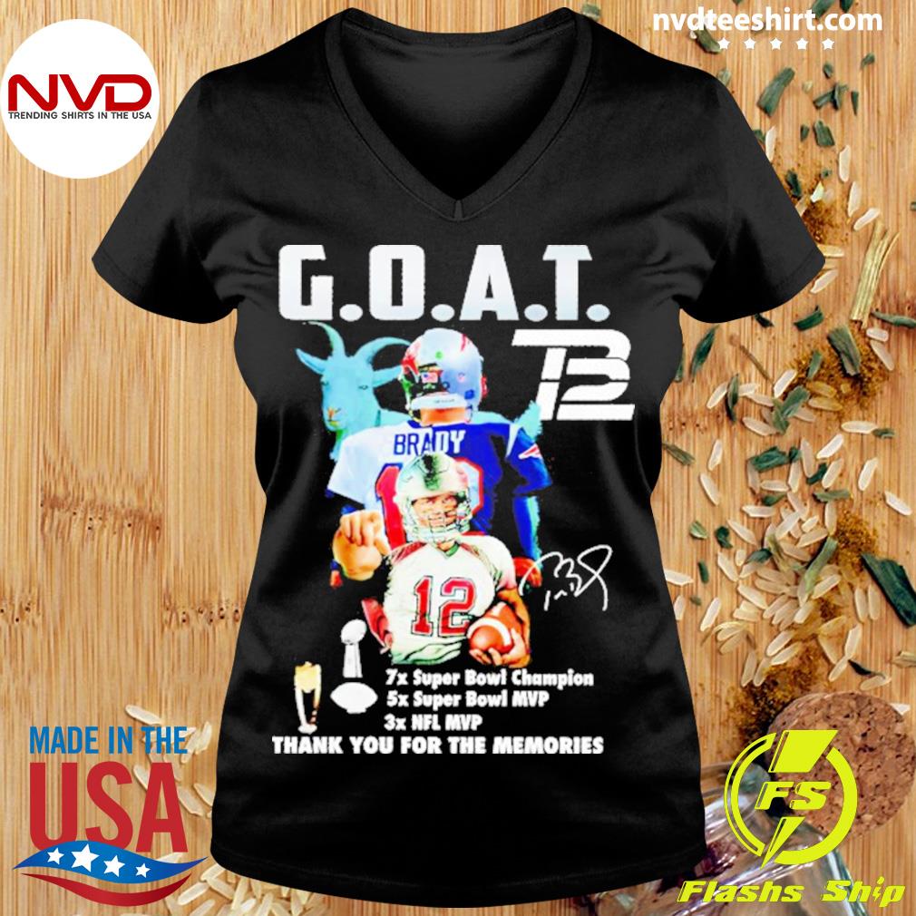 Official Tom Brady goat NFL mvp thank you for the memories signature T-shirt,  hoodie, tank top, sweater and long sleeve t-shirt