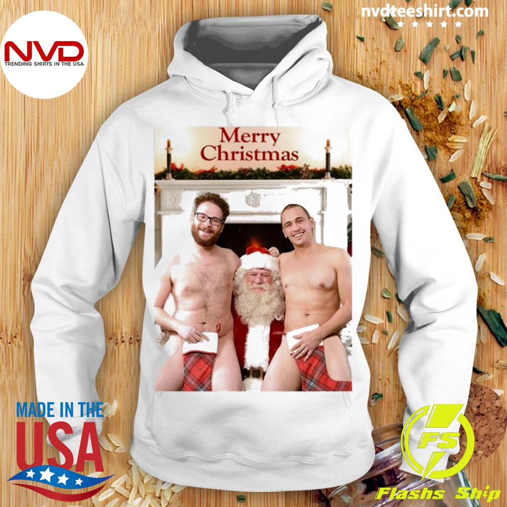 Merry Xmas From Seth Rogen And James Franco Funny Nude With Santa Shirt Hoodie