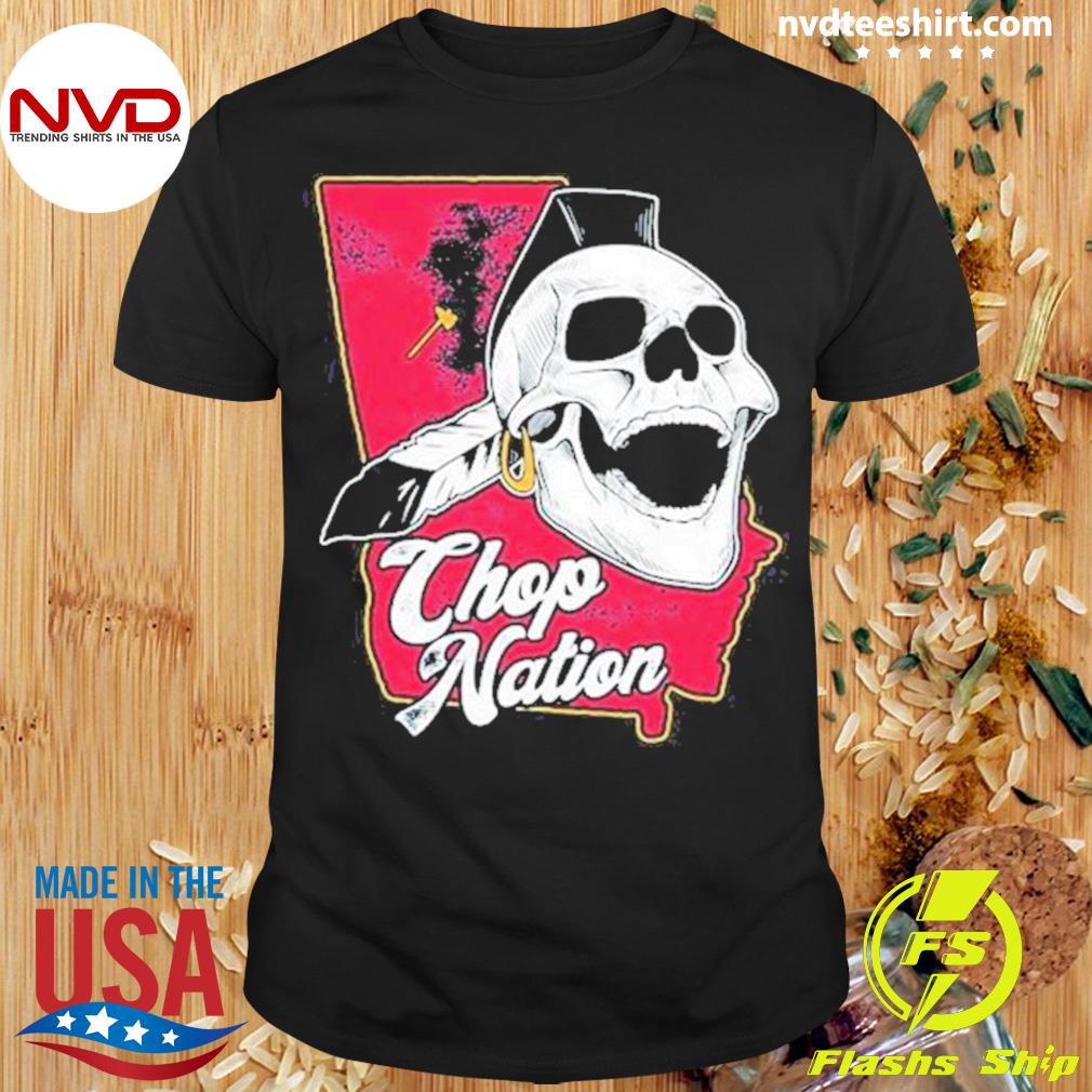 Atlanta Braves Skull Chop Nation Shirt - Bluecat