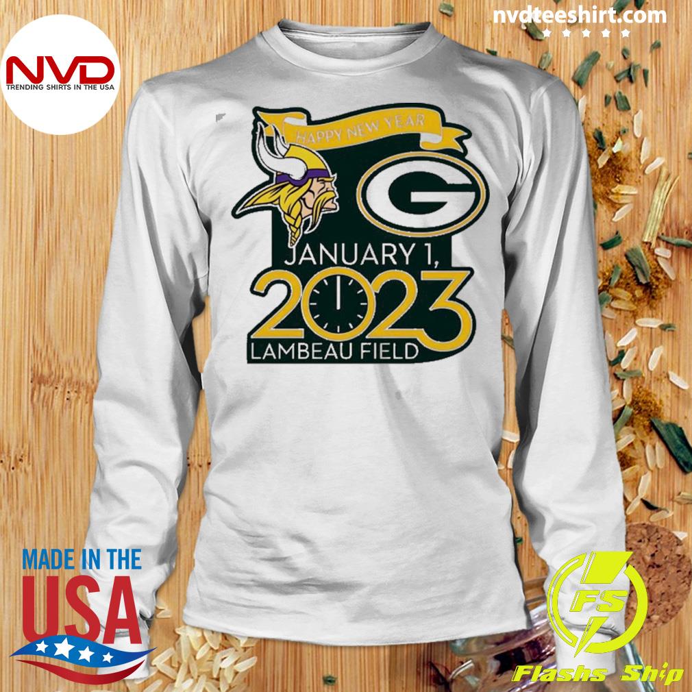 Happy New Years Packers Vs. Vikings Jan. 1 2023 Lambeau Field Gameday Shirt  - NVDTeeshirt