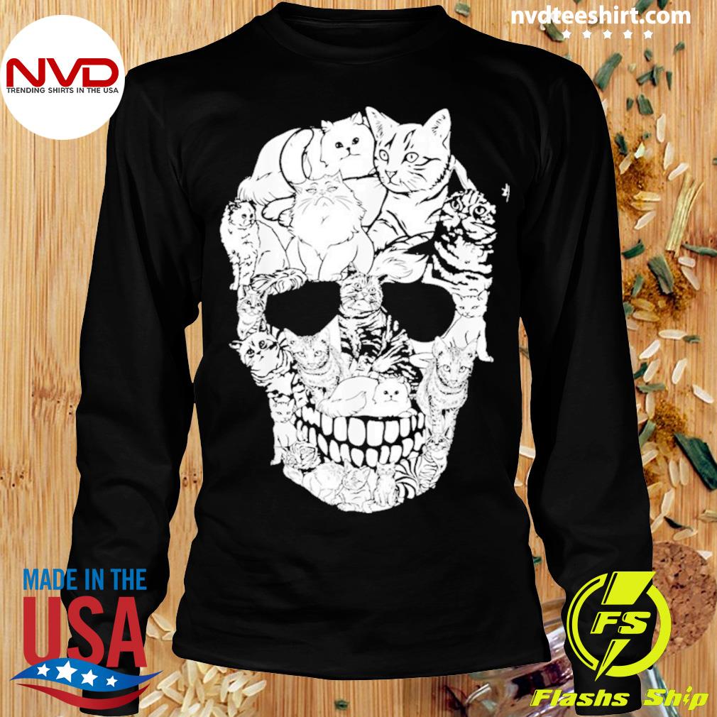 T shirt skull top made of cats