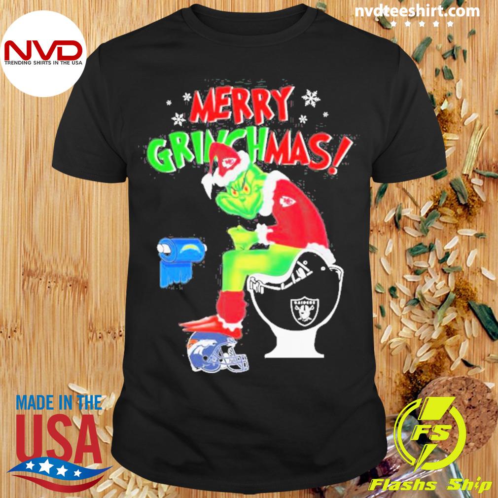 Merry Grinchmas The Grinch Kansas City Chiefs Shit On Toilet Las