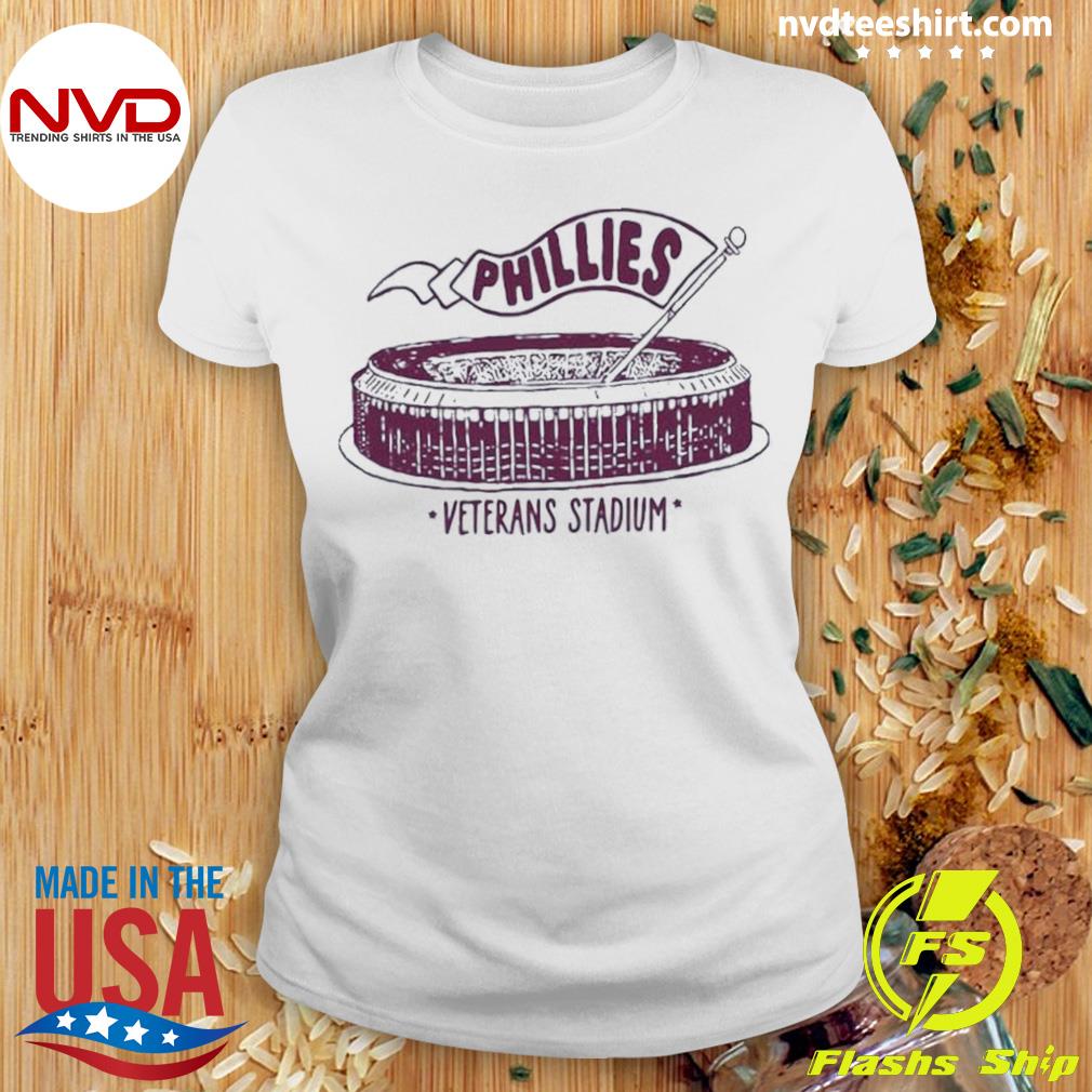 Phillies Veterans Stadium T-Shirt from Homage. | Light Blue | Vintage Apparel from Homage.