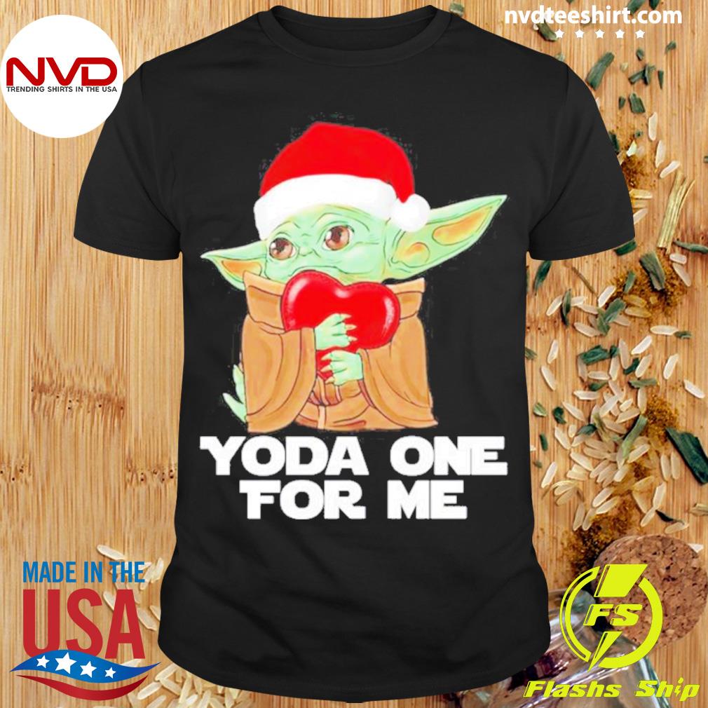 Santa Yoda Hug Heart Yoda One For Me Christmas Shirt