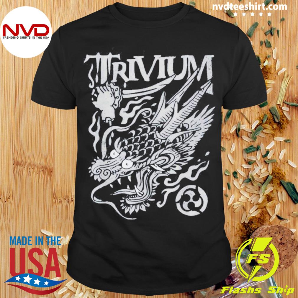 Trivium Screaming Dragon Black and White Shirt