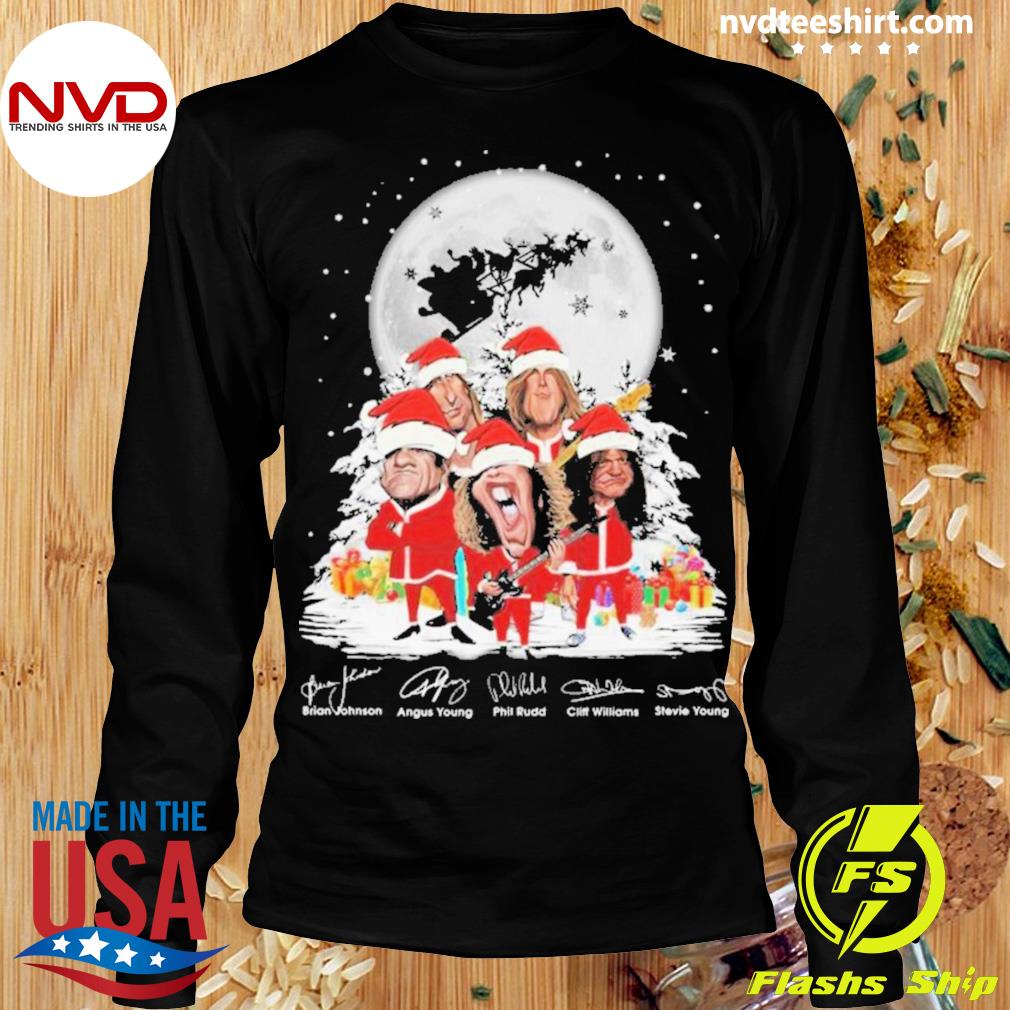 AC DC Brian Johnson Angus Young Phil Rudd Cliff Williams Stevie Young  Signatures Merry Christmas 2022 Sweater - NVDTeeshirt