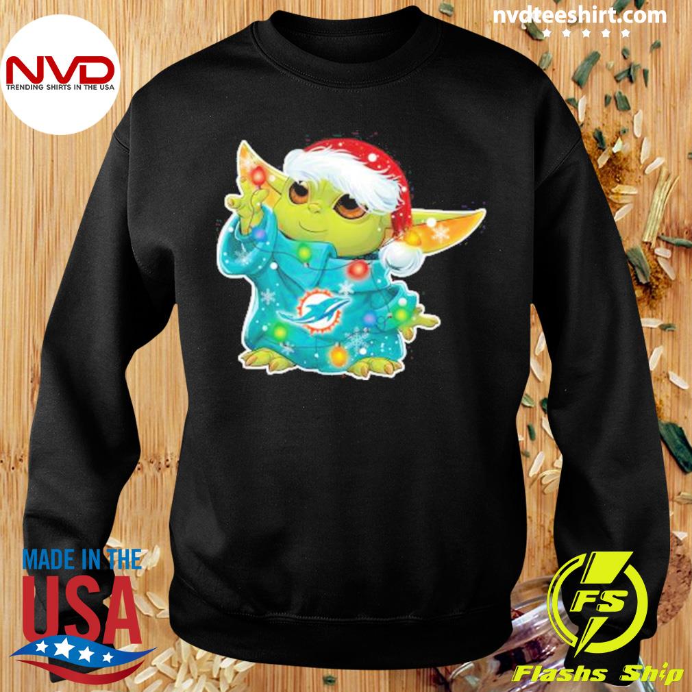 Baby Yoda Santa Hat Miami Dolphins Christmas 2022 Shirt - NVDTeeshirt