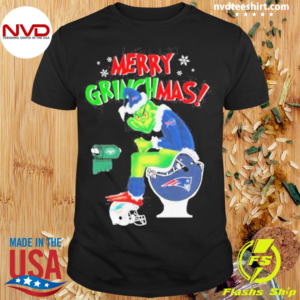 The Grinch Buffalo Bills Shit On Toilet New England Patriots Christmas Shirt