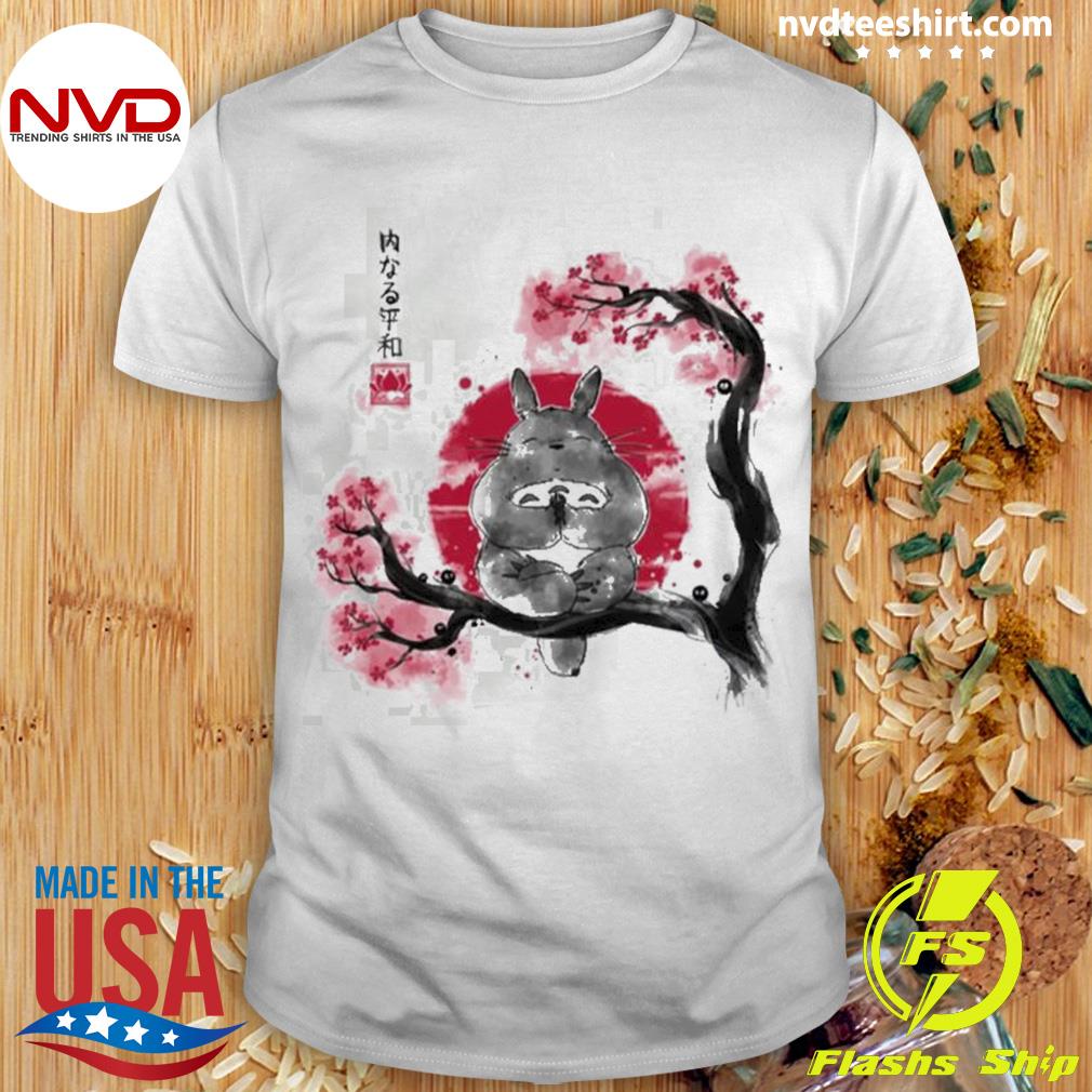 Cute Totoro Cherry Blossom Stree Japanese Art Shirt