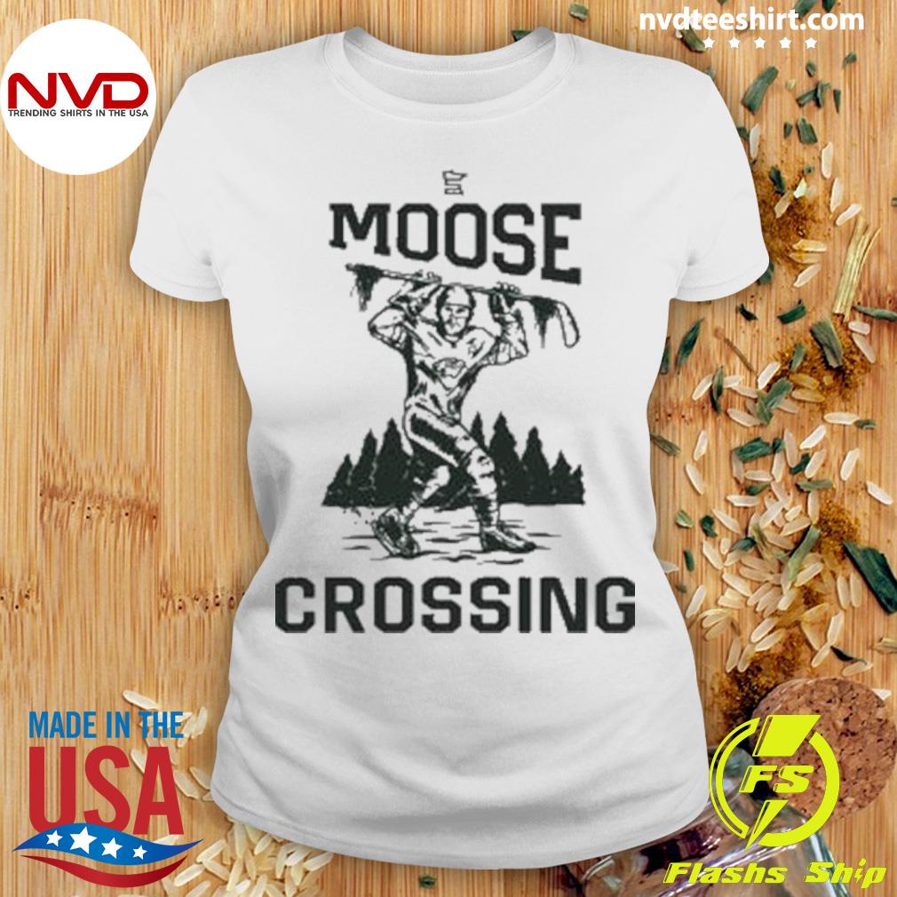 Hockey Lodge Merch Minnesota Wild SotaStick Moose Crossing Hoodies