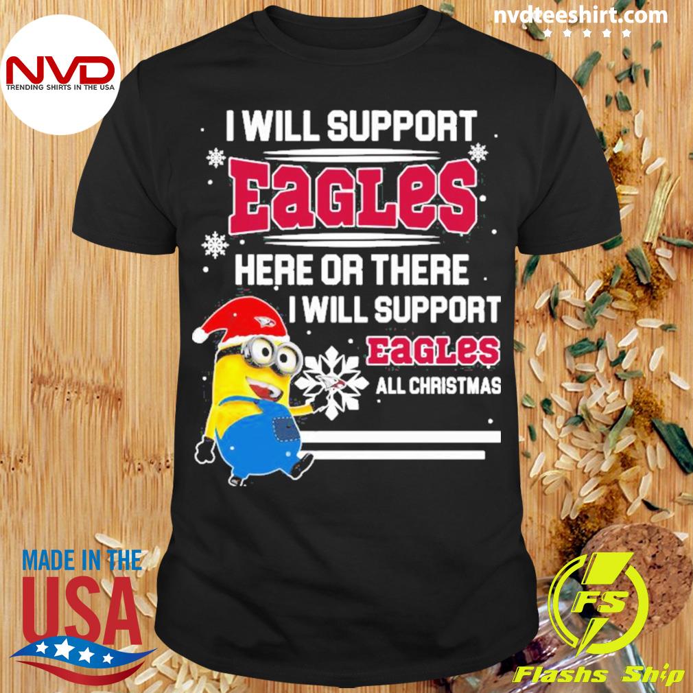 North Carolina Central Eagles Minion I Will Support Eagles Here Or There Christmas Shirt