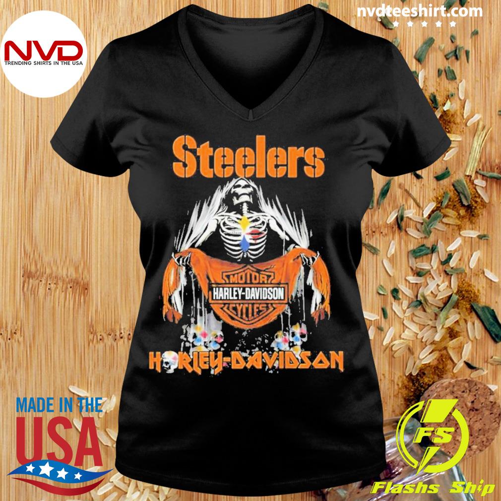 Skull Motor Harley Davidson Pittsburgh Steelers t shirt - Yeswefollow