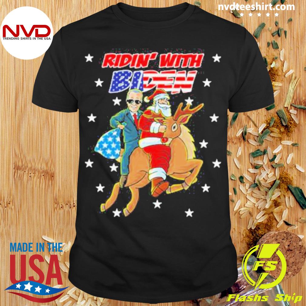 Ridin’ With Biden Christmas Joe Biden Santa Democratic Party Shirt