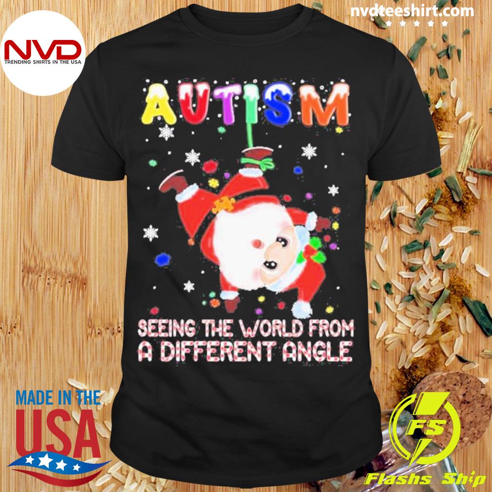 Santa Autism Seeing The World From A Different Angle Merry Christmas Sweater