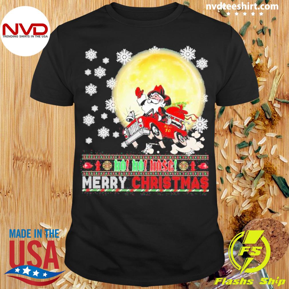 Santa Claus Driving Car Ho Ho Ho Merry Christmas Ugly Sweater