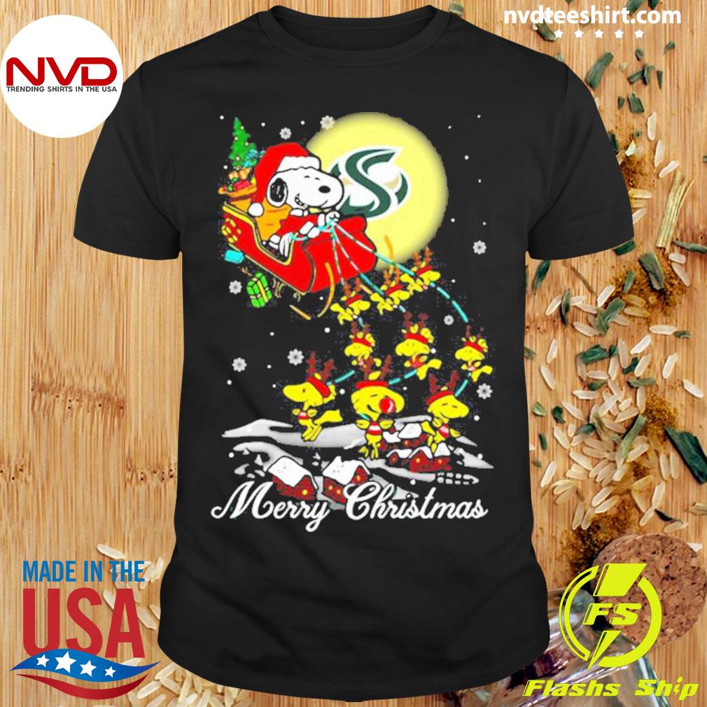 Santa Snoopy And Woodstock Sacramento State Hornets Ugly Christmas Shirt