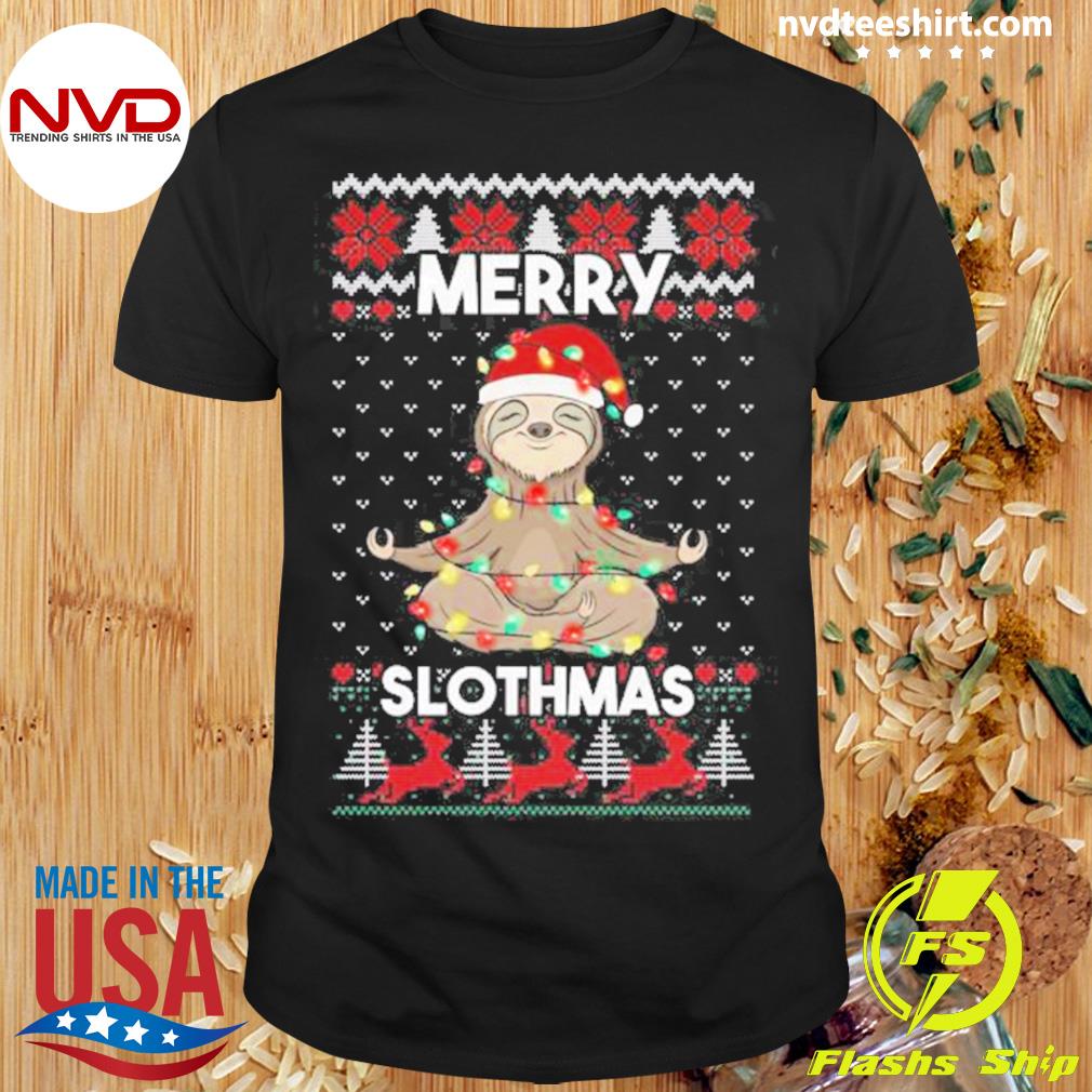 Sloth Christmas Merry Slothmas Christmas Yoga Sweater