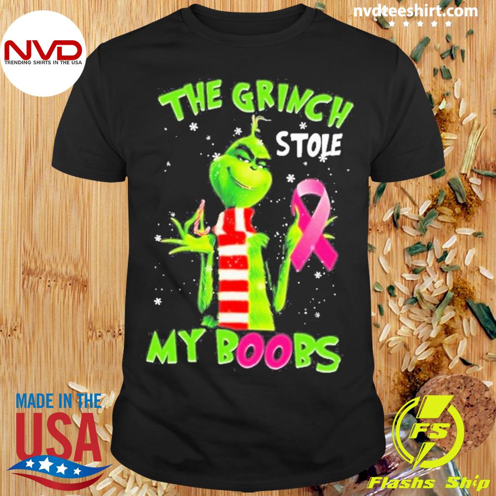 The Grinch Stole Breast Cancer Awareness My Boobs Christmas Sweater