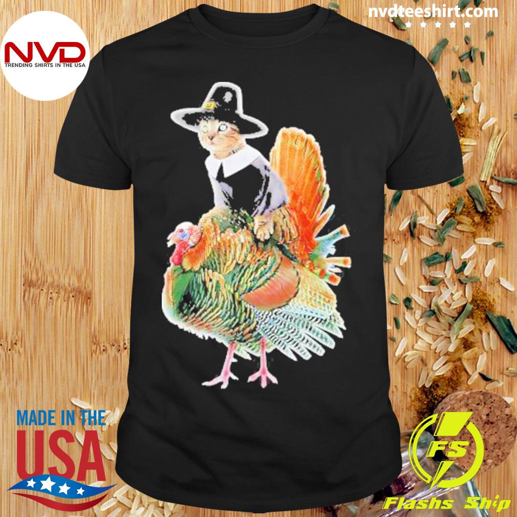 Witch Cat Riding Turkey Thanksgiving 2022 Shirt