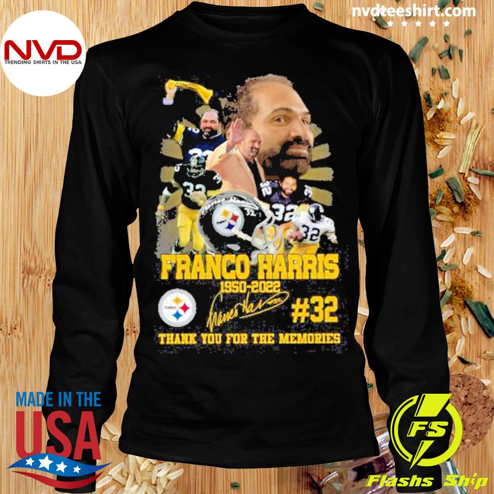 Official franco Harris 1950-2022 #32 Thank You For The Memories Signature  T-shirt - 2020 Trending Tees