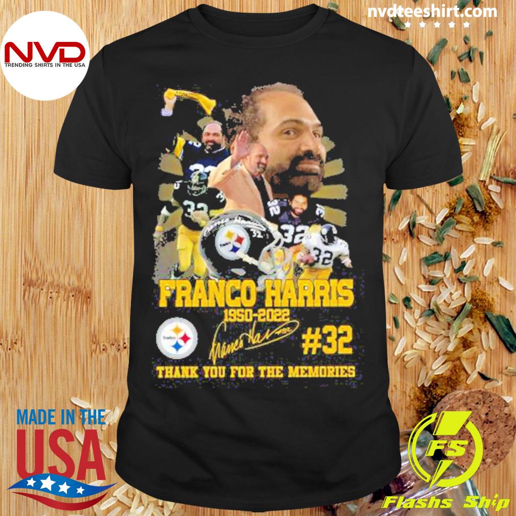 Franco Harris #32 Steelers 1950 2022 thank you for the memories signature  shirt, hoodie, sweater, long sleeve and tank top